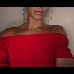 Off the shoulder red top